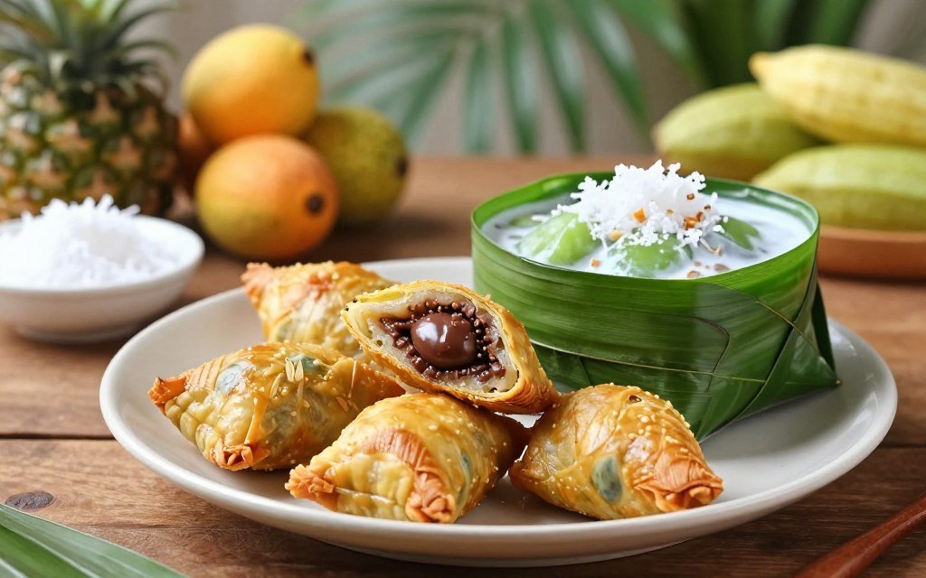 camilan martabak dan es pisang ijo